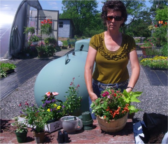 Celia demonstrates container planting